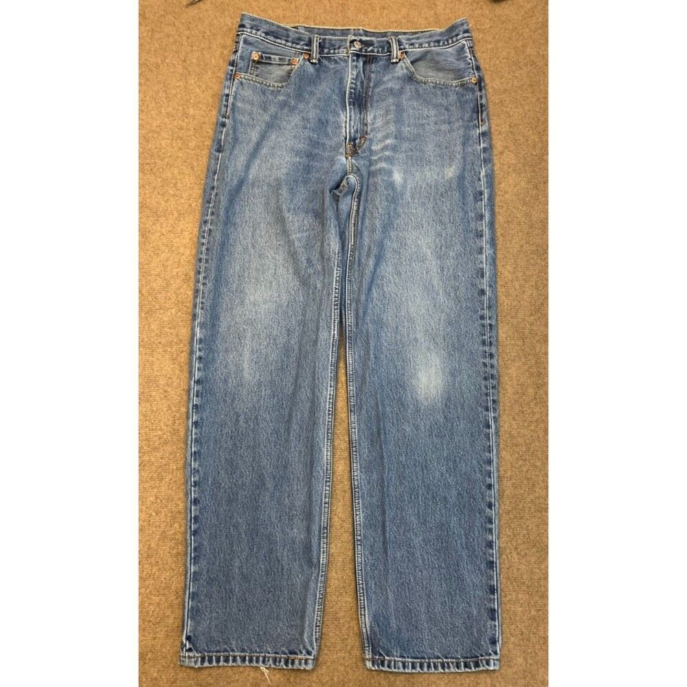 Levis 550 Jeans Mens 36x34 Relaxed Fit Straight Leg Distressed Whiskered Denim